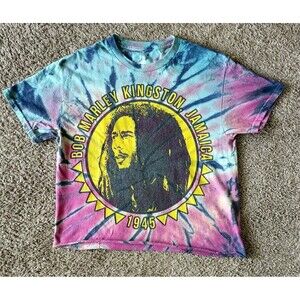 Bob Marley Crop Top Women's Small Tie Dye Short Sleeve